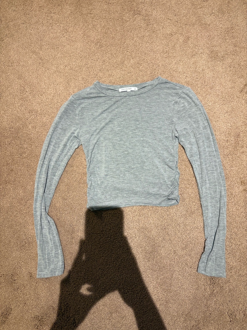 Antistar gray long sleeve crop top size xs